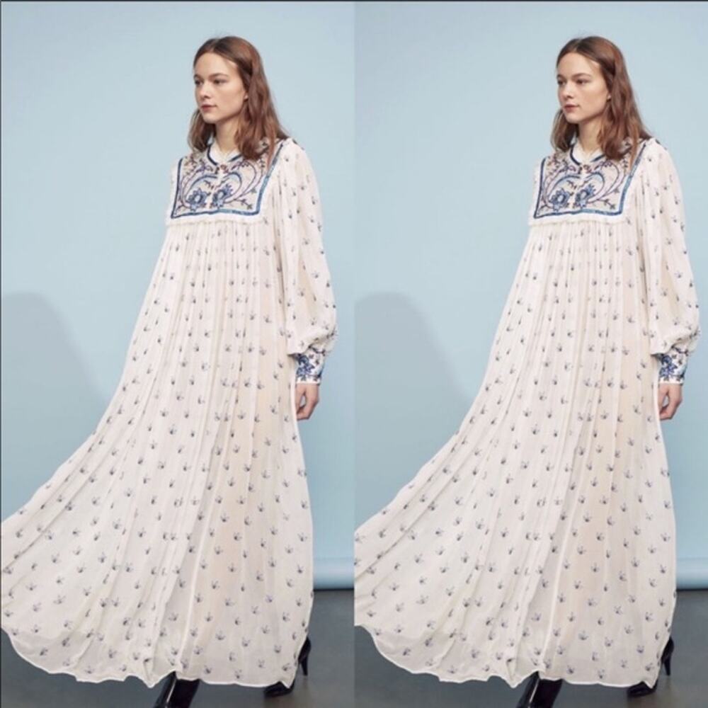 Free People x Antik Batik Loti Embroidered Boho Maxi Dress Size L